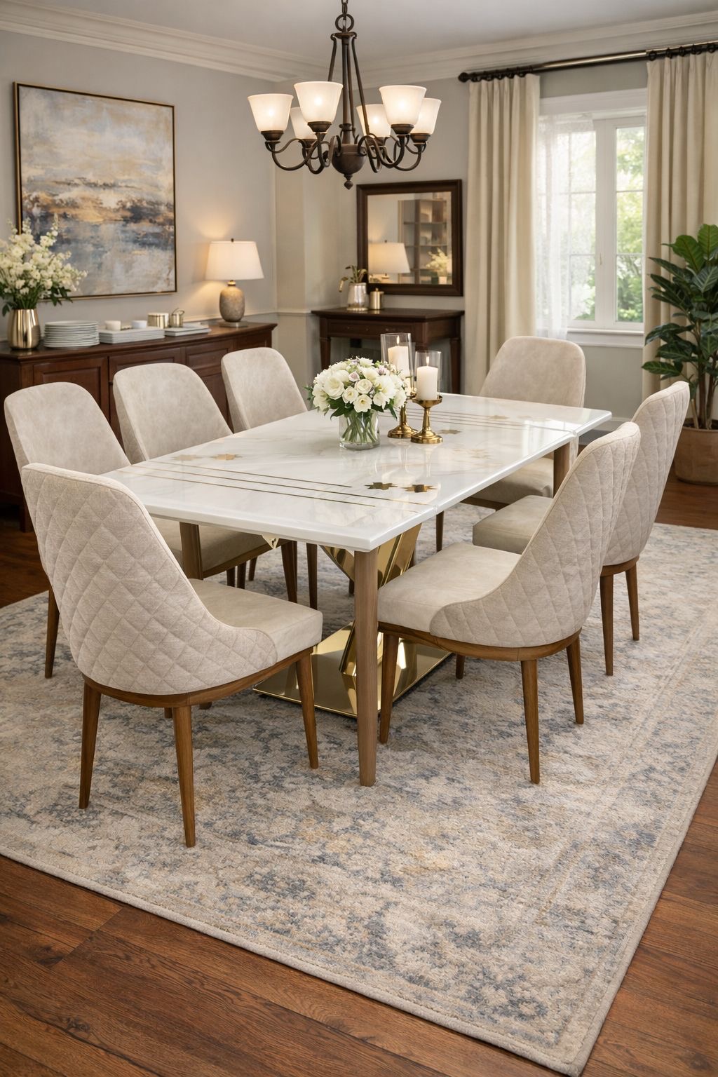 Celestia Prime 6-Seater Marble Dining Set
