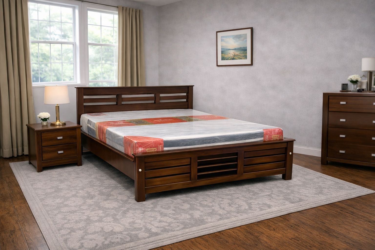 wooden slatted bed frame