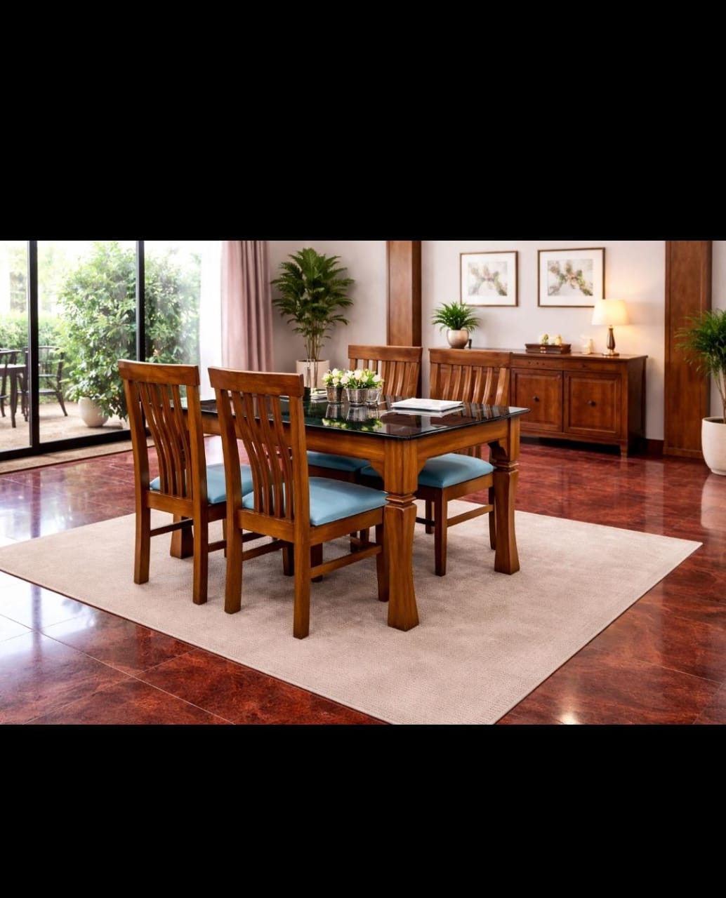 4-Seater Glass-Top Dining Set